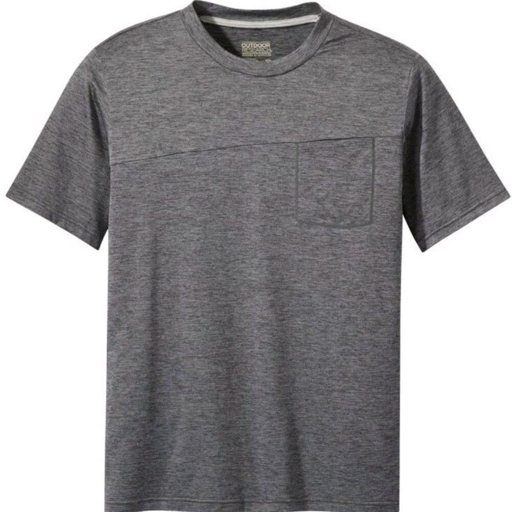 Outdoor Research Chain Reaction Short Sleeve T-Shirt Pocket Mens Size Small Gray